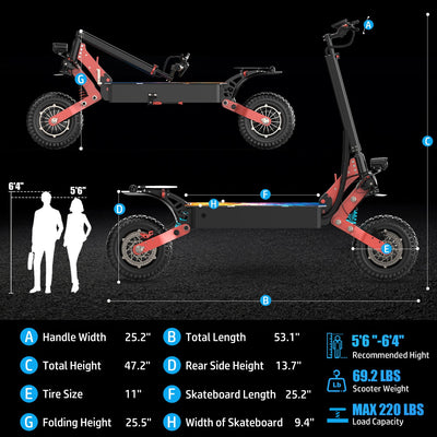 ASKGO K6 Pro Electric Scooter, 2000W Dual Motor, 11in Off Road Tires, 45mph 40Miles Range, Dual Disc Brake, 48V 15Ah Fast E Scooter For Adults Commuter, Outdoor - Build a dream