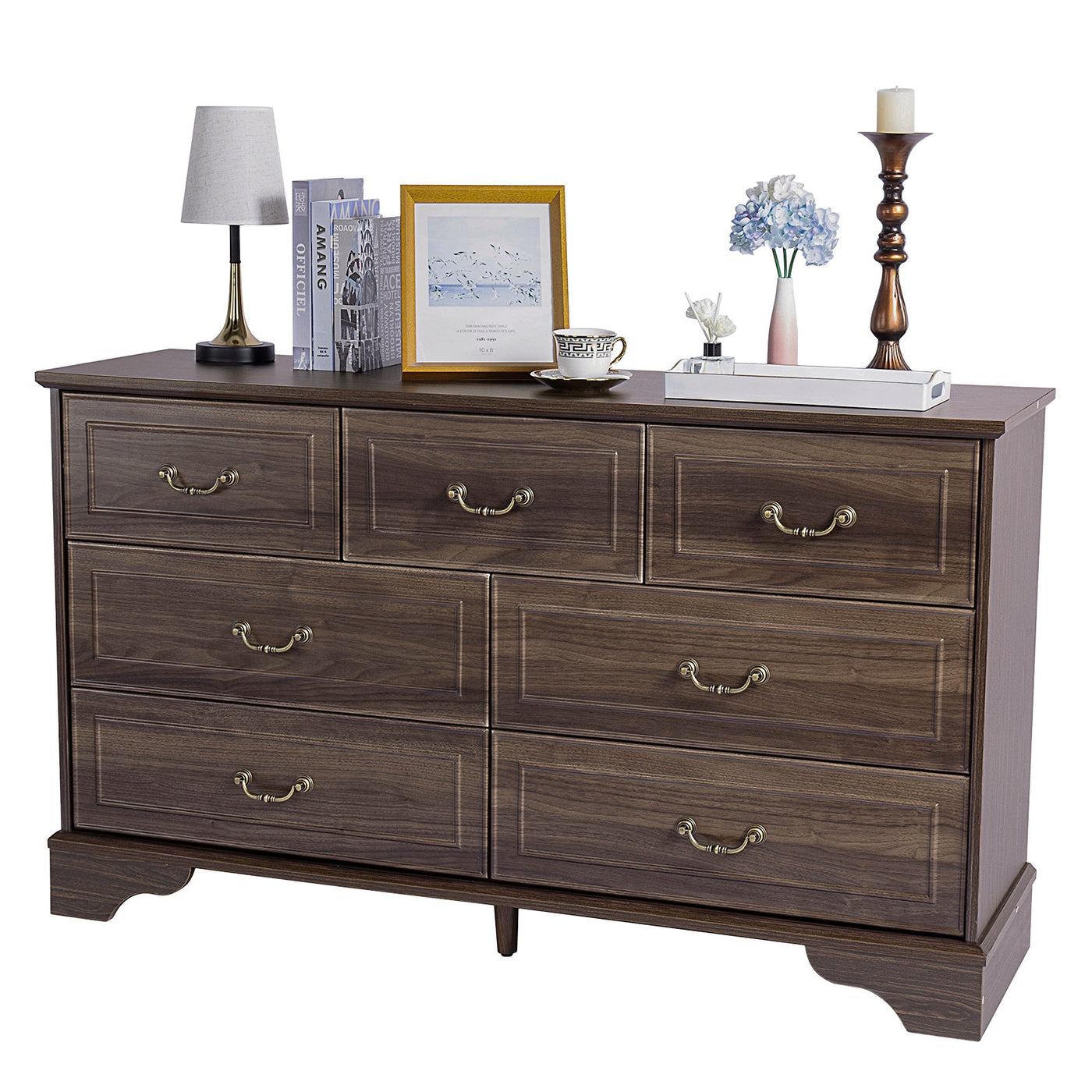 Brown P2 MDF 137x40x80CM 3 - layer 7 - drawer Chest Of Drawers 1pcs - Build a dream