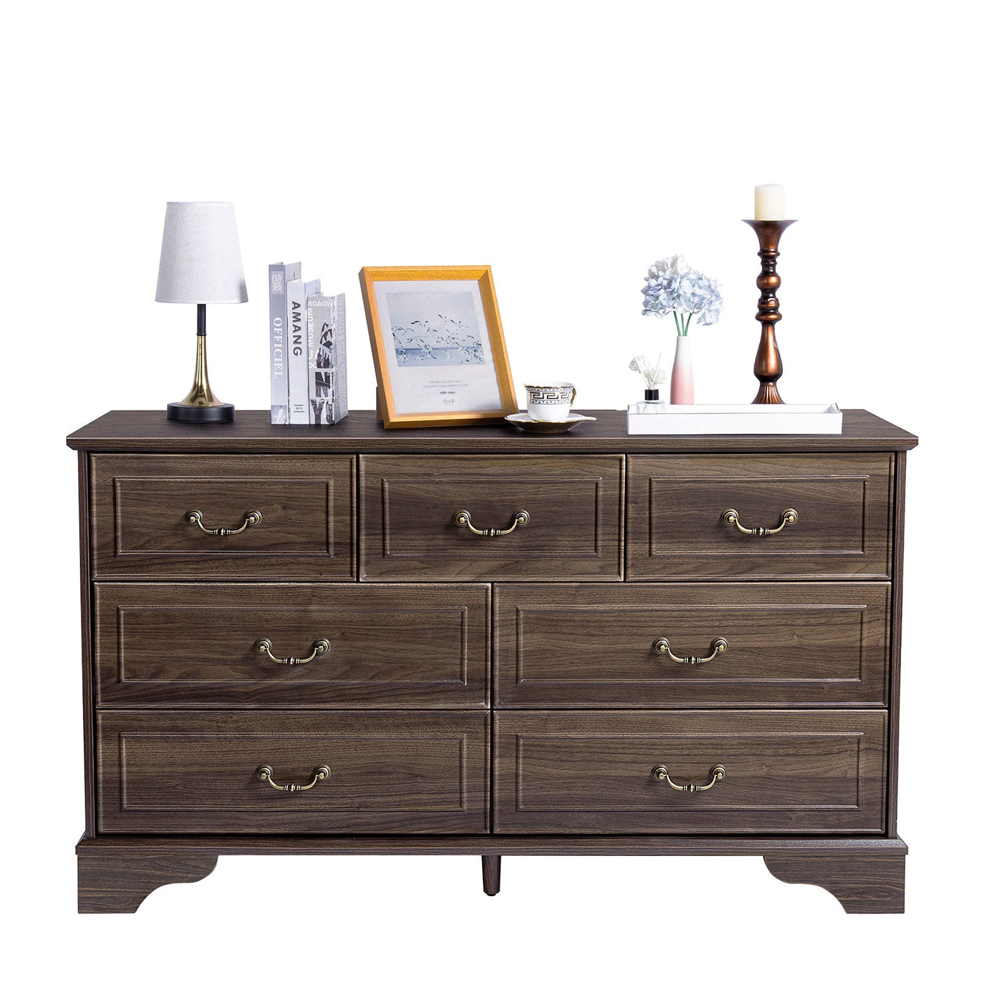 Brown P2 MDF 137x40x80CM 3 - layer 7 - drawer Chest Of Drawers 1pcs - Build a dream