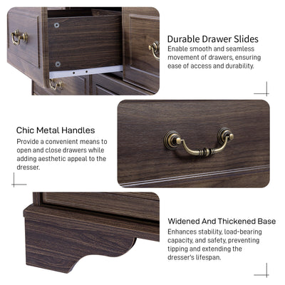 Brown P2 MDF 137x40x80CM 3 - layer 7 - drawer Chest Of Drawers 1pcs - Build a dream