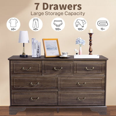 Brown P2 MDF 137x40x80CM 3 - layer 7 - drawer Chest Of Drawers 1pcs - Build a dream
