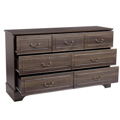 Brown P2 MDF 137x40x80CM 3 - layer 7 - drawer Chest Of Drawers 1pcs - Build a dream