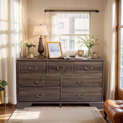 Brown P2 MDF 137x40x80CM 3 - layer 7 - drawer Chest Of Drawers 1pcs - Build a dream
