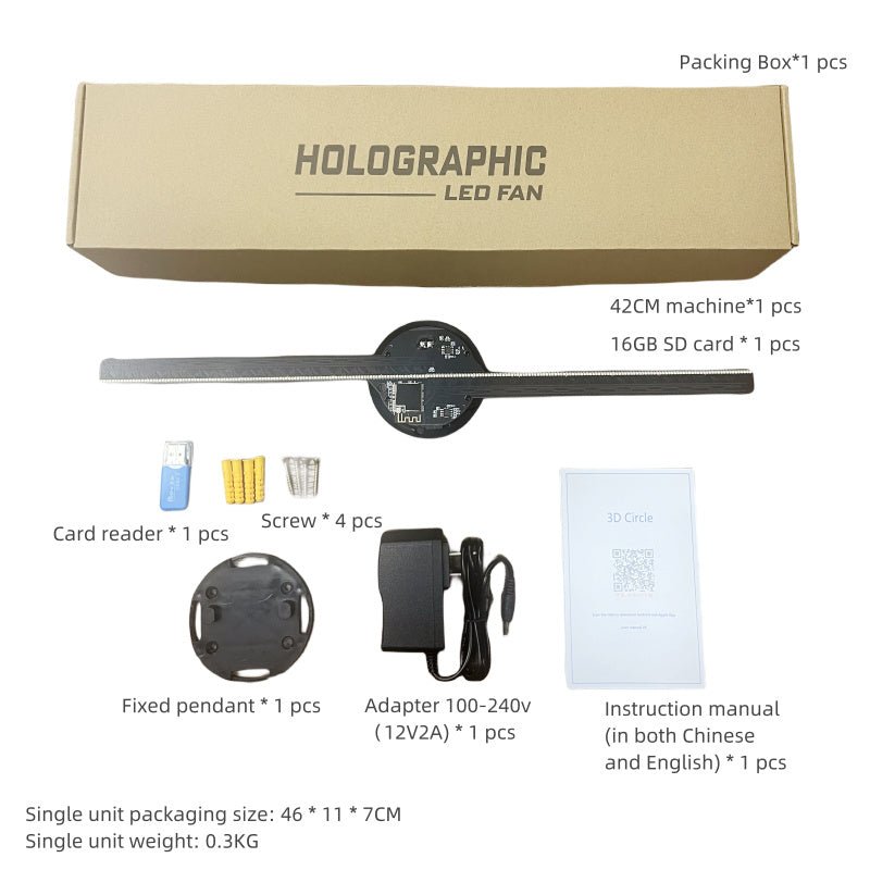Led Luminous Sign Light Holographic Projector Diy Fan Screen Video Picture 3d Holographic Light Holiday Decoration - Build a dream