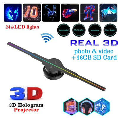 Led Luminous Sign Light Holographic Projector Diy Fan Screen Video Picture 3d Holographic Light Holiday Decoration - Build a dream