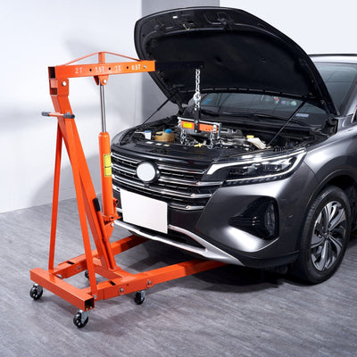 VEVOR Hydraulic Engine Hoist With Lever, 2 Ton 4400 LBS Heavy - duty Cherry Picker Shop Crane, Foldable Engine Crane And Engine Hoist Leveler For Auto Repair, Motors, Weights Lifting, Loading - Build a dream