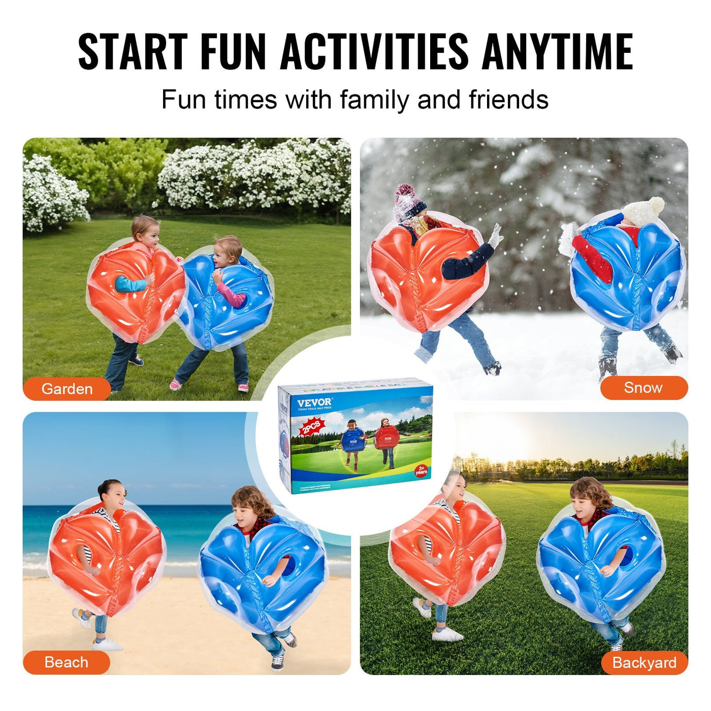 VEVOR Inflatable Bumper Balls 2 - Pack, 2FT 0.6M Body Sumo Zorb Balls For Kids, Durable PVC Human Hamster Bubble Balls For Child Outdoor Team Gaming Play, Bumper Bopper Toys For Playground, Yard, Park - Build a dream